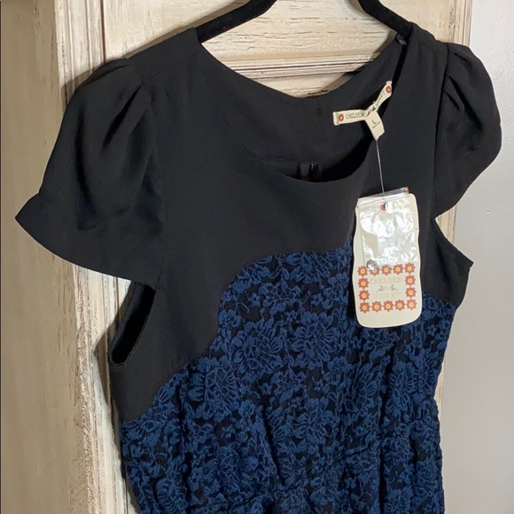 NWT Chelsea & Violet Black Navy Lace Dress Large - Picture 2 of 8